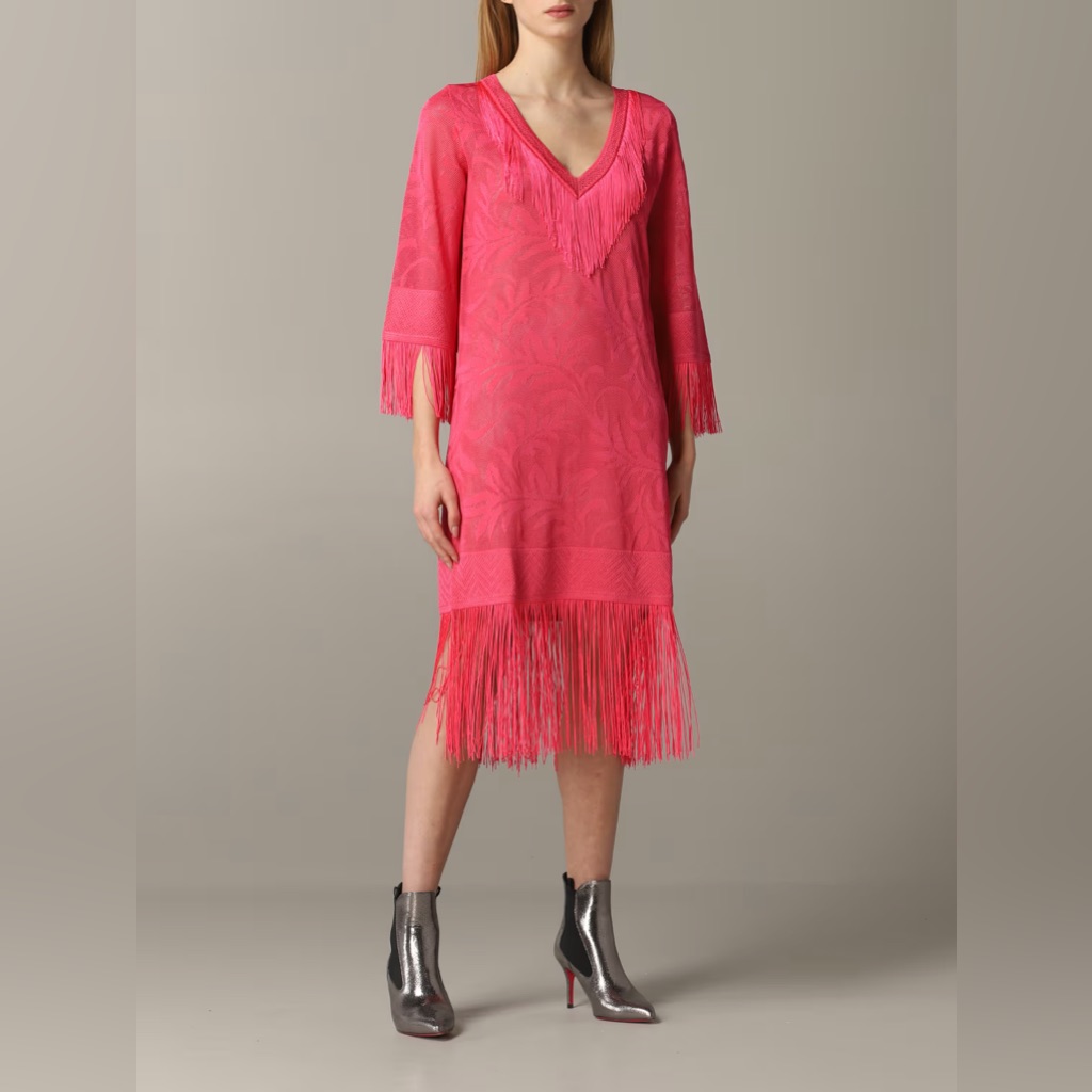 Twinset Twin-Set Dress With Fringes New